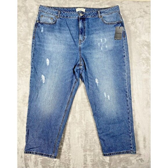 ELOQUII Denim Distressed Relaxed Ankle Length Jeans Women’s Sz 18W - Picture 1 of 14